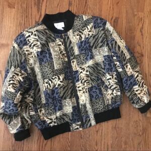 Vintage 80s 90s animal silk bomber jacket M